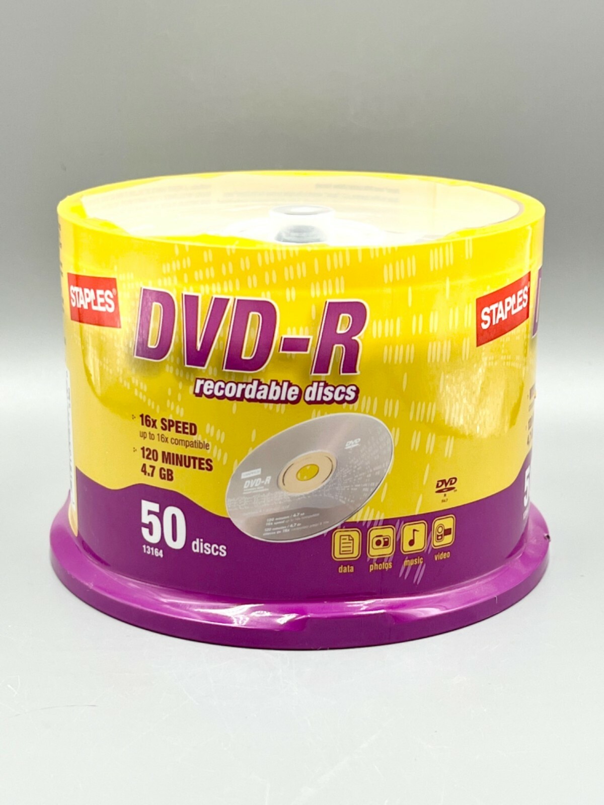 NEW Staples Blank DVD-R 4.7 GB/120 Min./16X Speed-Recordable Media Discs-50 Ct.