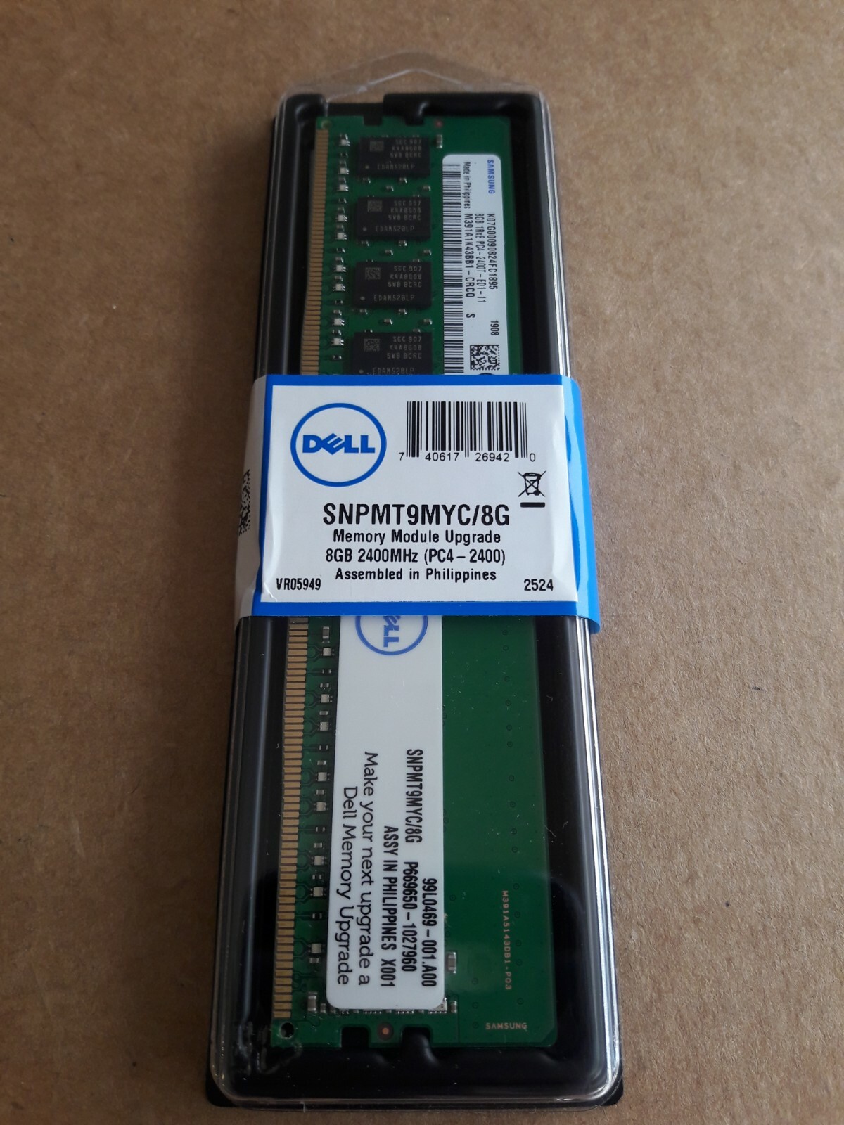 Brand New Dell 8 GB PC4-2400T Memory Ram 1Rx8, Model #: SNPMT9MYC8G