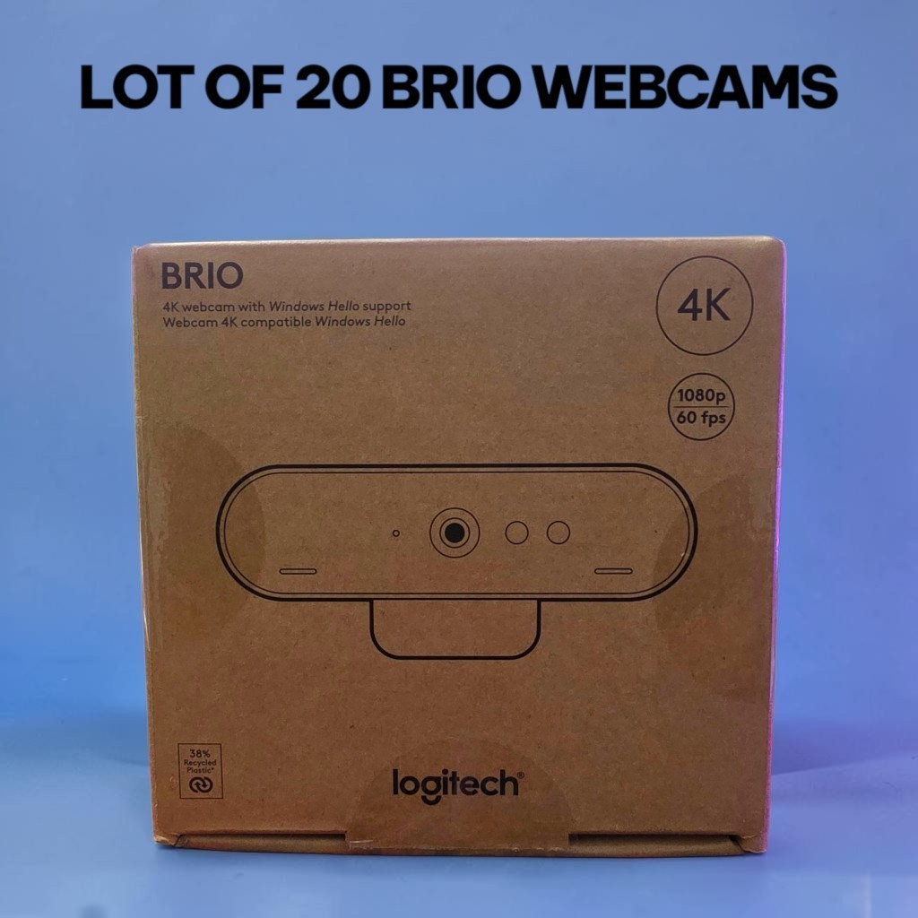 Logitech BRIO 4K Ultra HD Webcam 960-001105 NEW - 20 Pack Bulk Lot