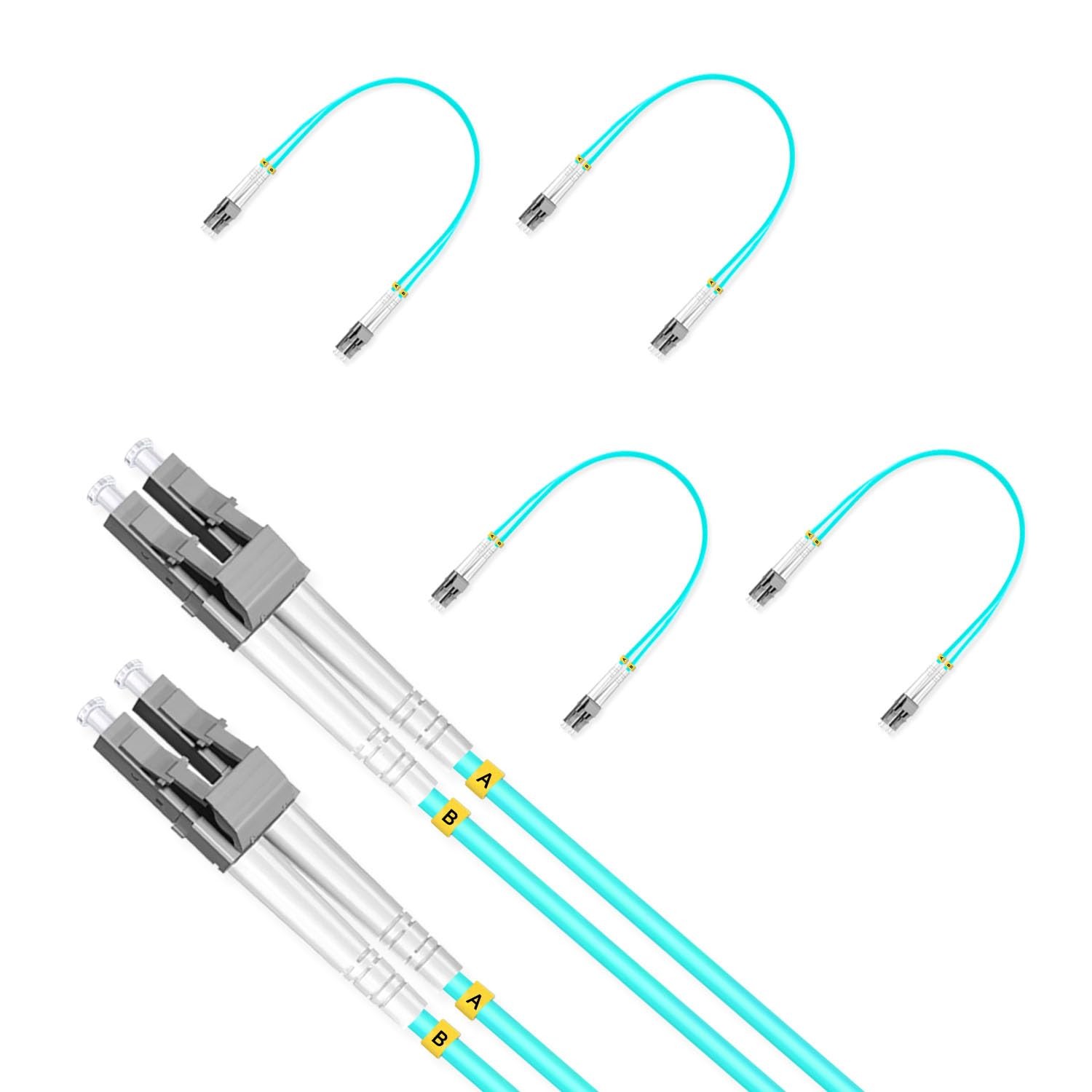 5 PCS 0.3 Meter LC UPC To LC UPC Duplex MultiMode Fiber Optic Patch Cord