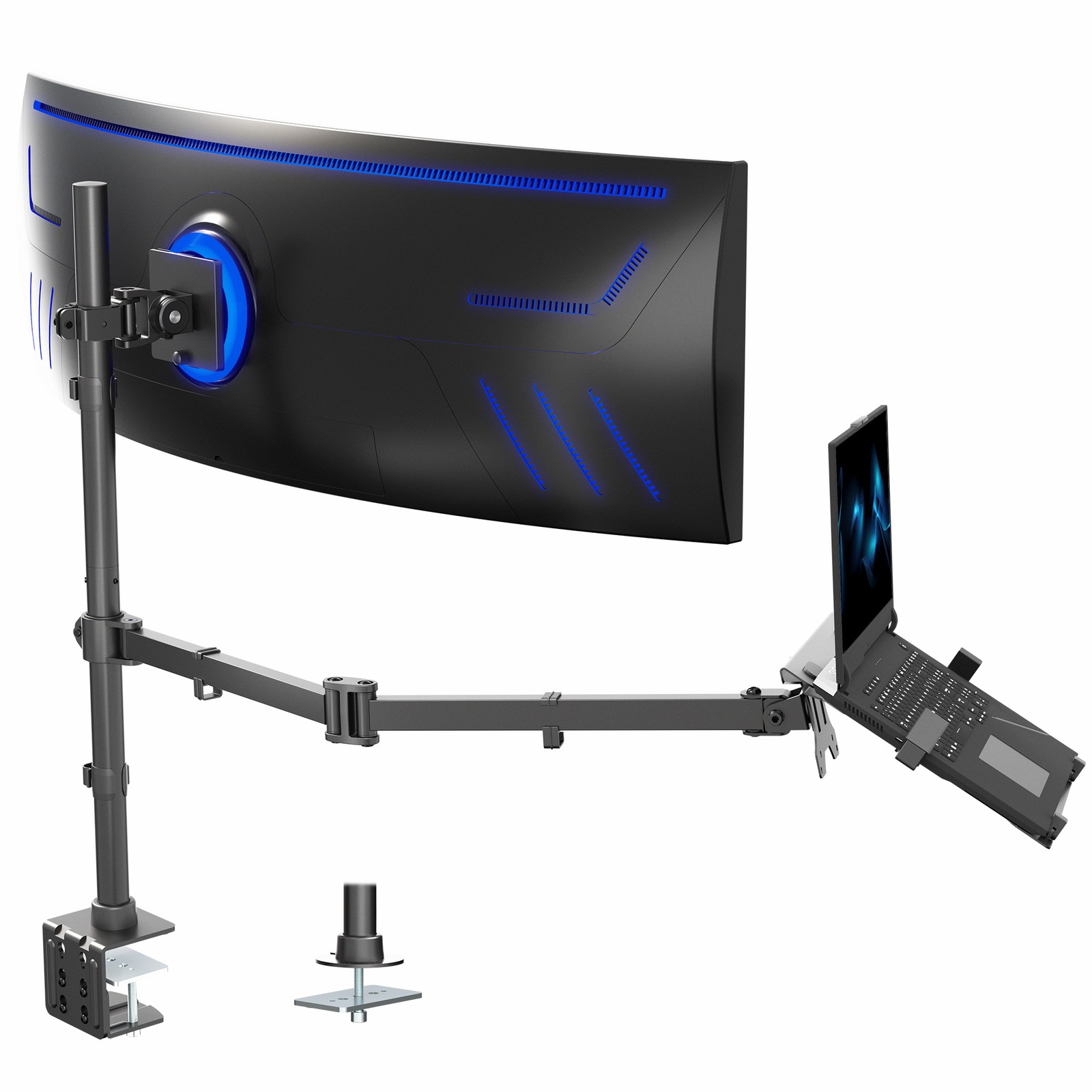 VIVO Single Ultrawide Monitor + Single Laptop Desk Mount, Up to 49 inch Screens