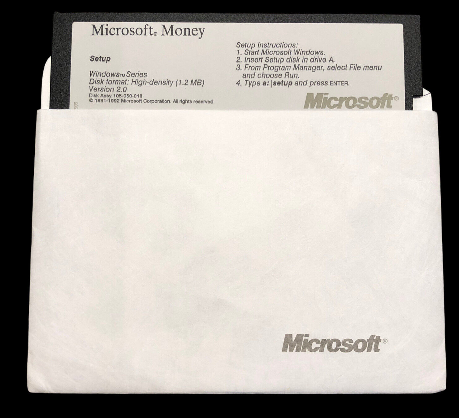 Vintage Microsoft Money Version 2.0 5.25” Floppy Disk