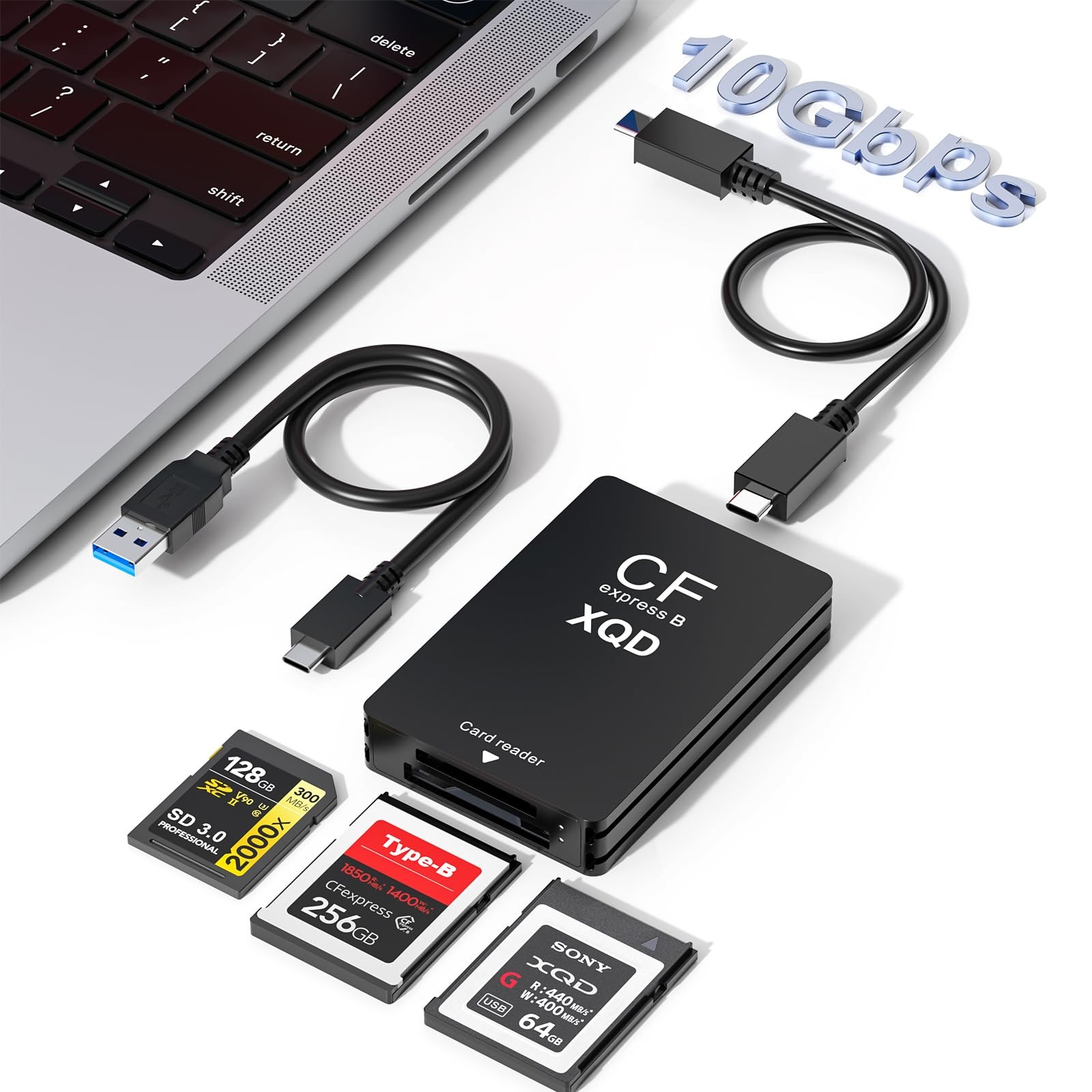 10Gbps CFexpress/XQD/SD Cards Reader 3-in-1 CFexpress Type B Card Readers Ada...