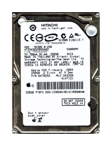 Hitachi HTS545025B9SA02 250 GB,Internal,5400 RPM,2.5" (OA78252) Hard Drive