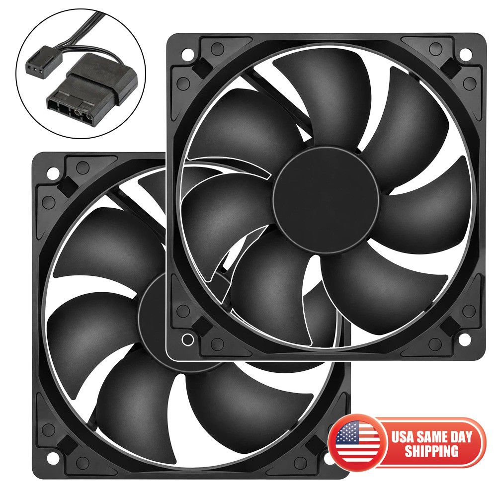 LOT OF 2 Computer Case PC Cooling Fan 120mm Cooler Quiet Fan GAMING