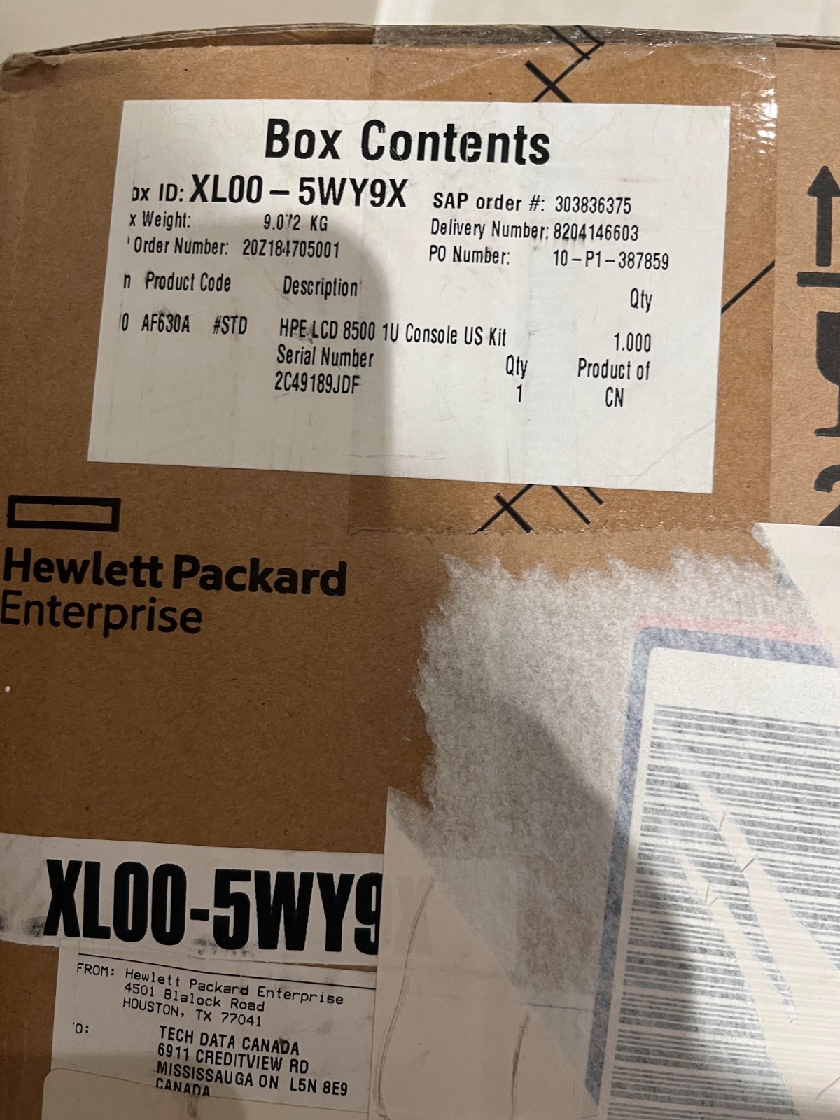 Brand New - HPE LCD8500 1U 18" Display/Keyboard Rack mount Console