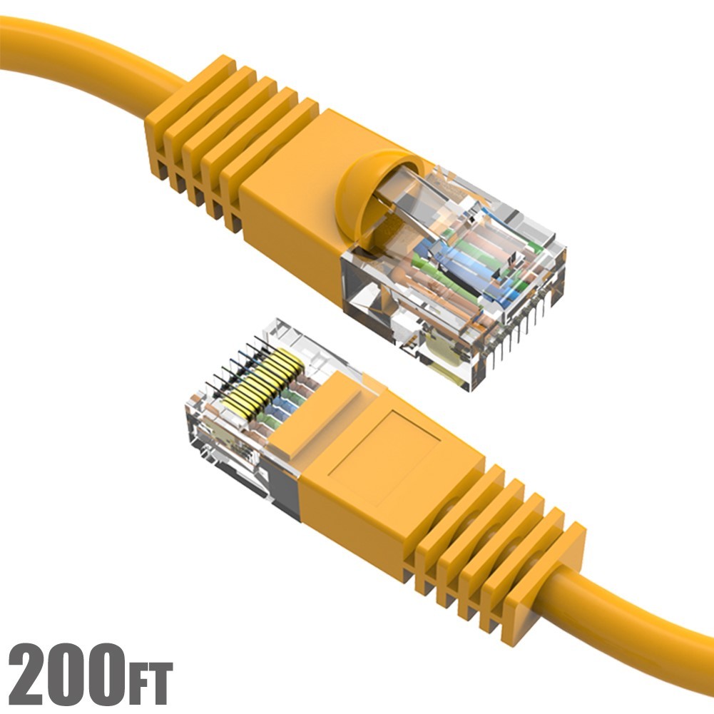 200FT Cat5E Molded Snagless Network Lan Ethernet Internet Patch Cable Yellow