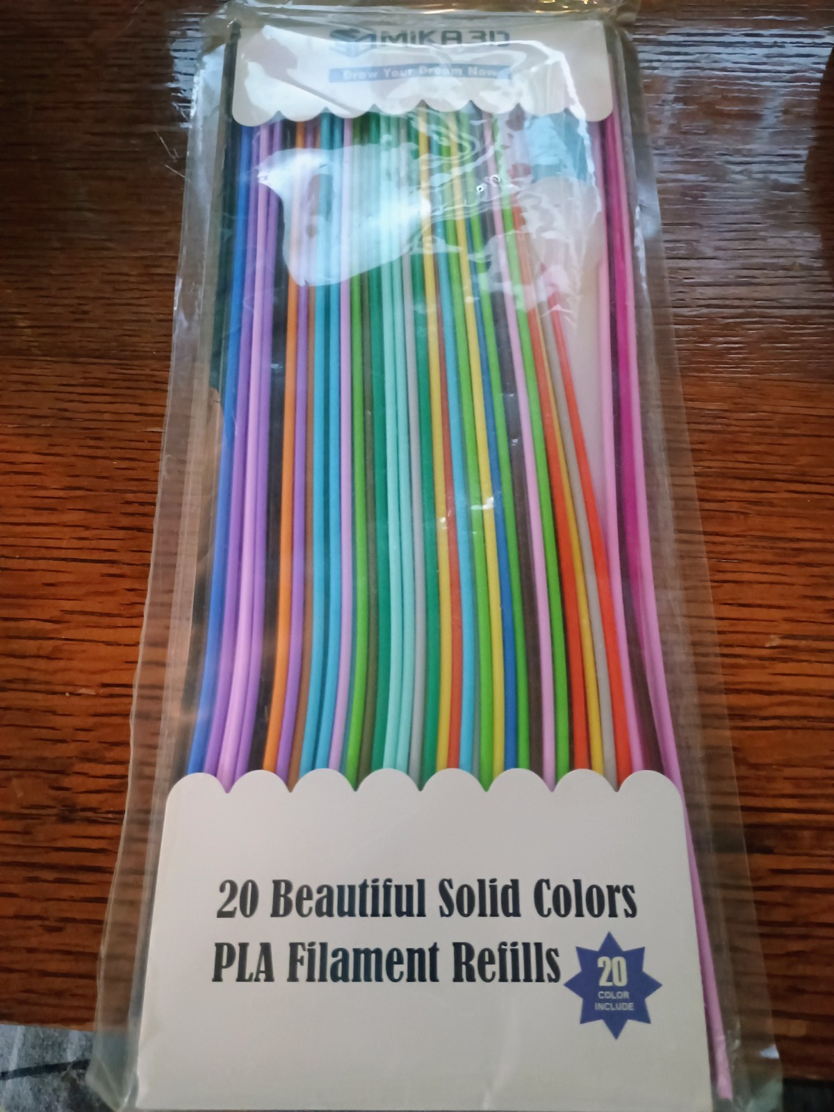 Mika 3D 2.85mm PLA Filament Refills 20 Colors Pack 100 Count + 2 Silicone Caps