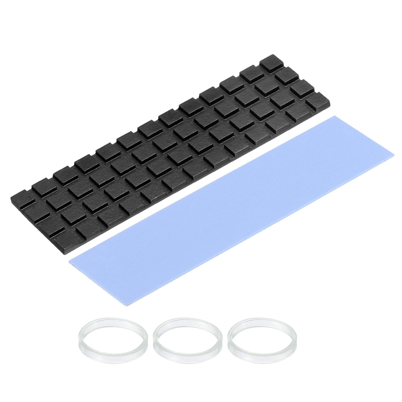 Copper Heatsink 70x20x2mm W Thermal Pad Rubber Ring for M.2 SSD PCB 1 Set