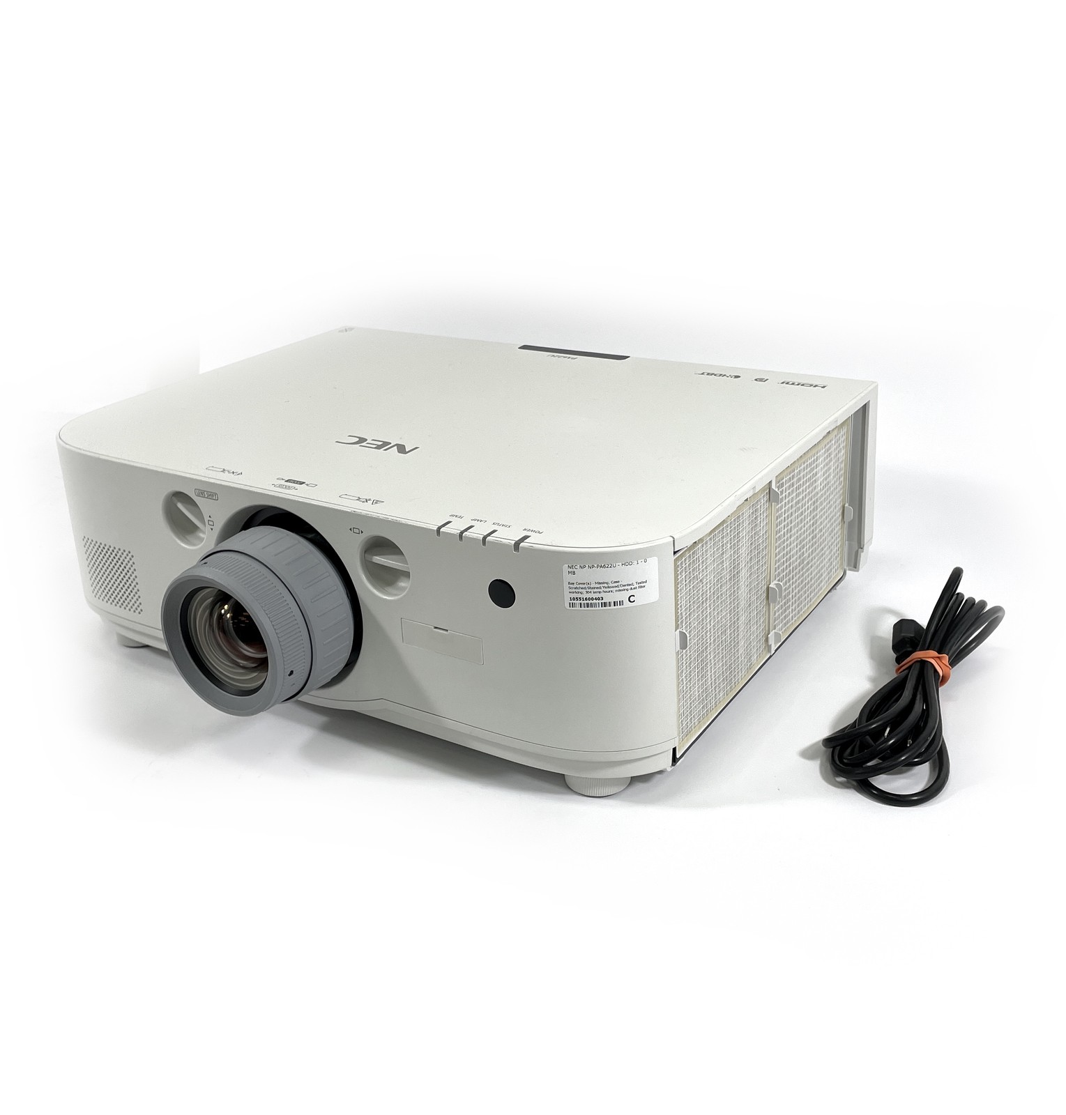 NEC NP-PA622U 6200 Lumen WUXGA 3LCD Projector w/ 304 Lamp Hours - Missing Panel
