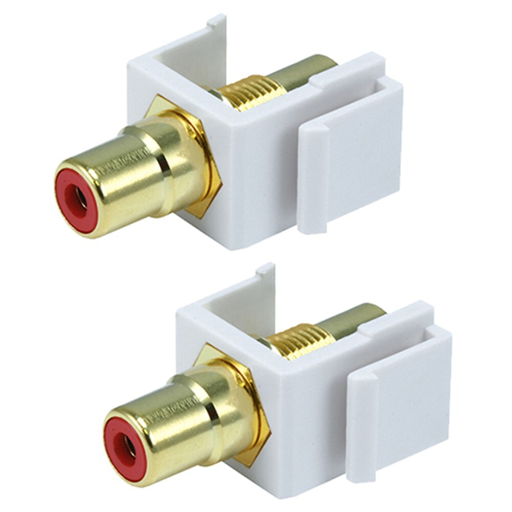 2 Pcs RCA Audio Video Keystone Jack Female to Female Coupler Red Center White
