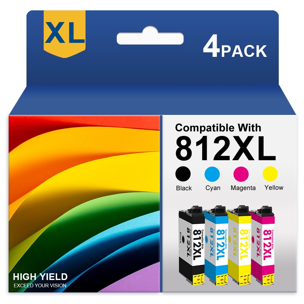 4PK 812XL Ink Cartridges For Epson WorkForce Pro WF-7840 WF-7820 WF7310 EC-C7000