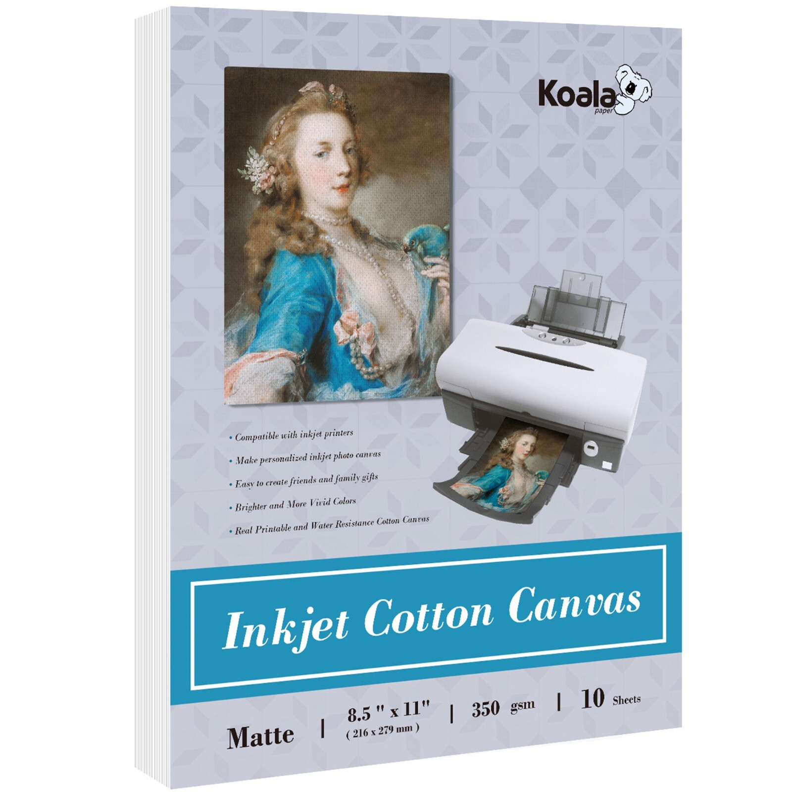 Koala Inkjet Canvas Paper 8.5x11 100% Cotton Matte Photo Paper 350g 22Mil Thick