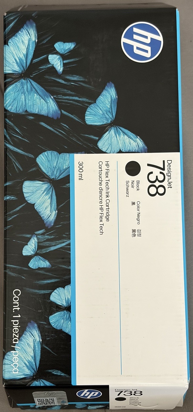 HP 738 Genuine DesignJet Ink Cartridge - Black, Expires 10/2028 Sealed