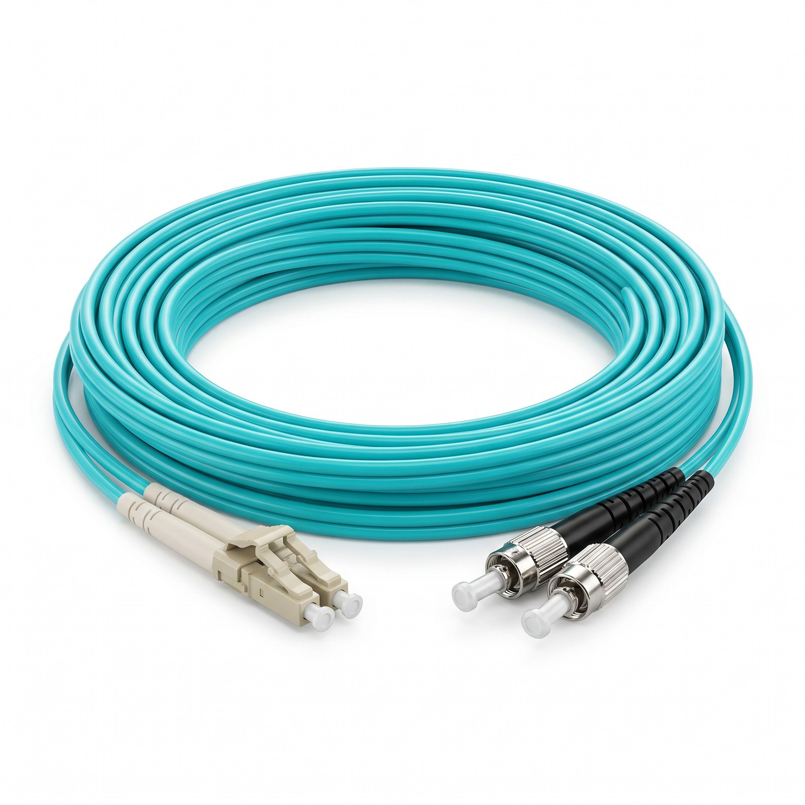 LC-ST Duplex OM3 Multimode Fiber Optic Cable Patch Cord 1M