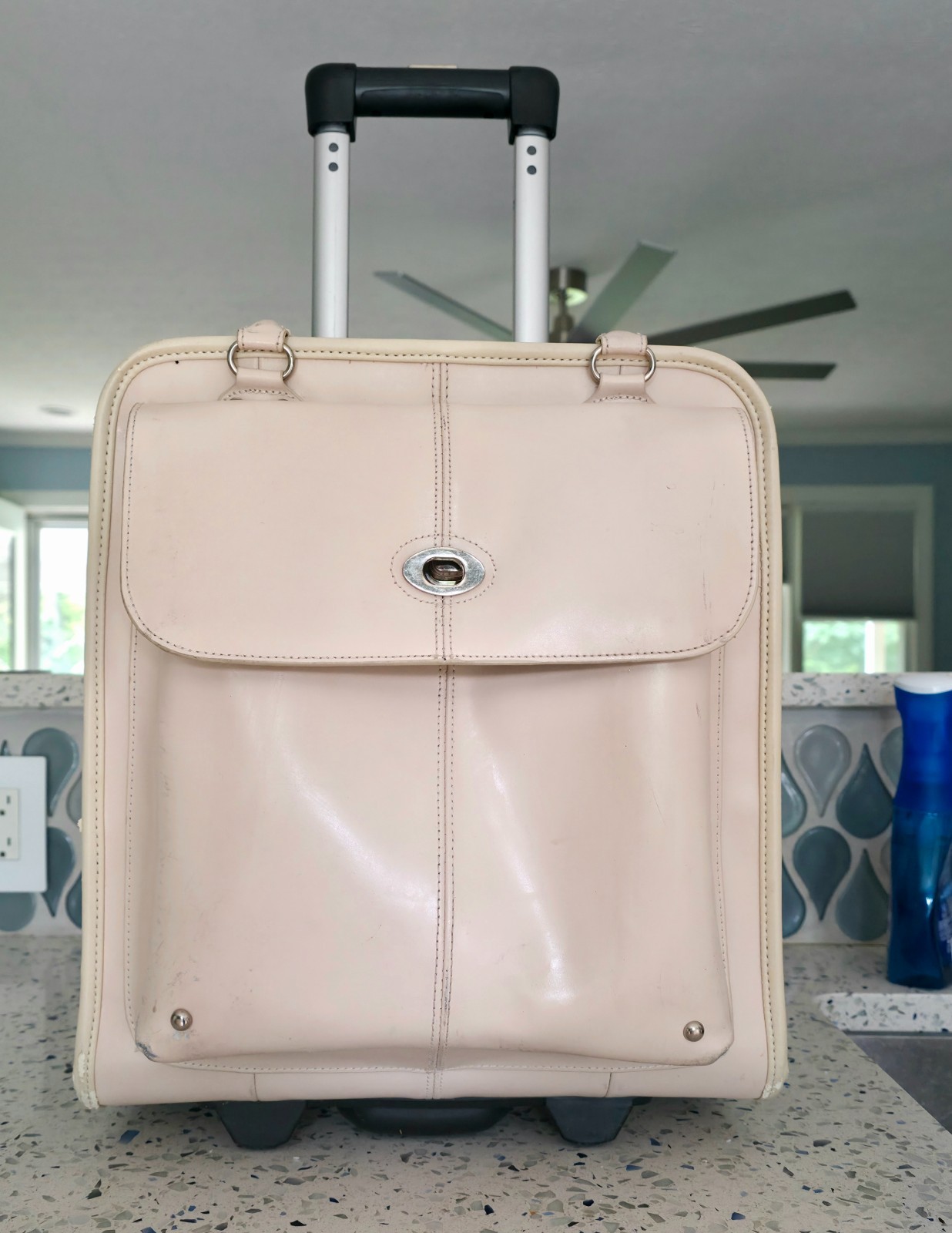 Wilson Leather Wilsons Leather Wheeled Carry-on Briefcase Mobil Office Cream