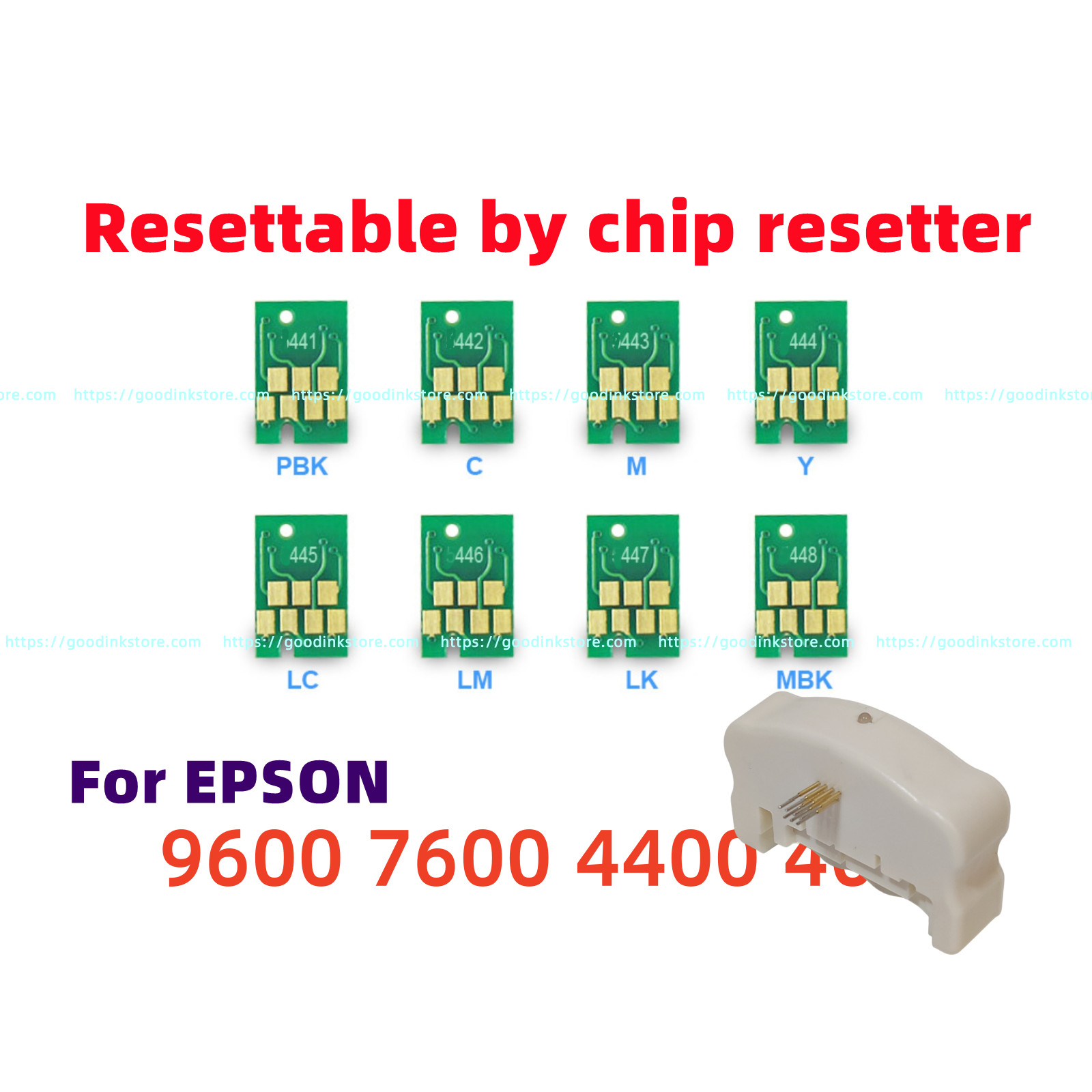 8pcs chips For Stylus Pro 9600 7600 4000 4400 Printer with chip resetter