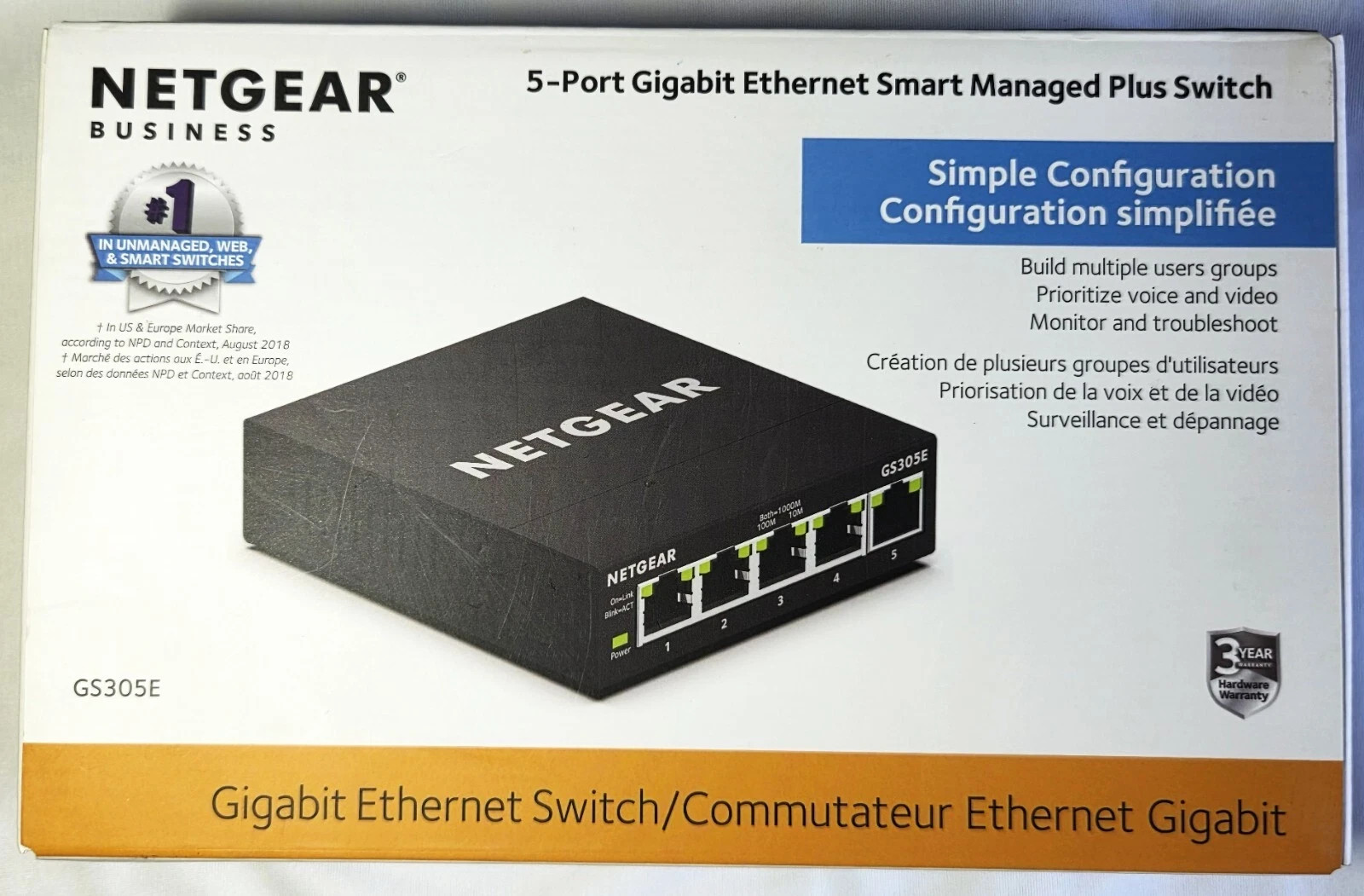 NETGEAR GS305E 5-Port Gigabit Ethernet SOHO Plus Switch