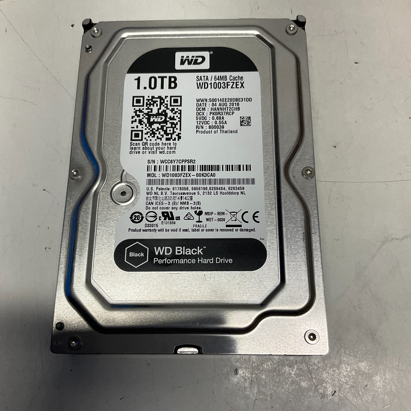 WD1003FZEX-00MK2A0 1TB 7200 RPM WESTERN DIGITAL SATA tests good