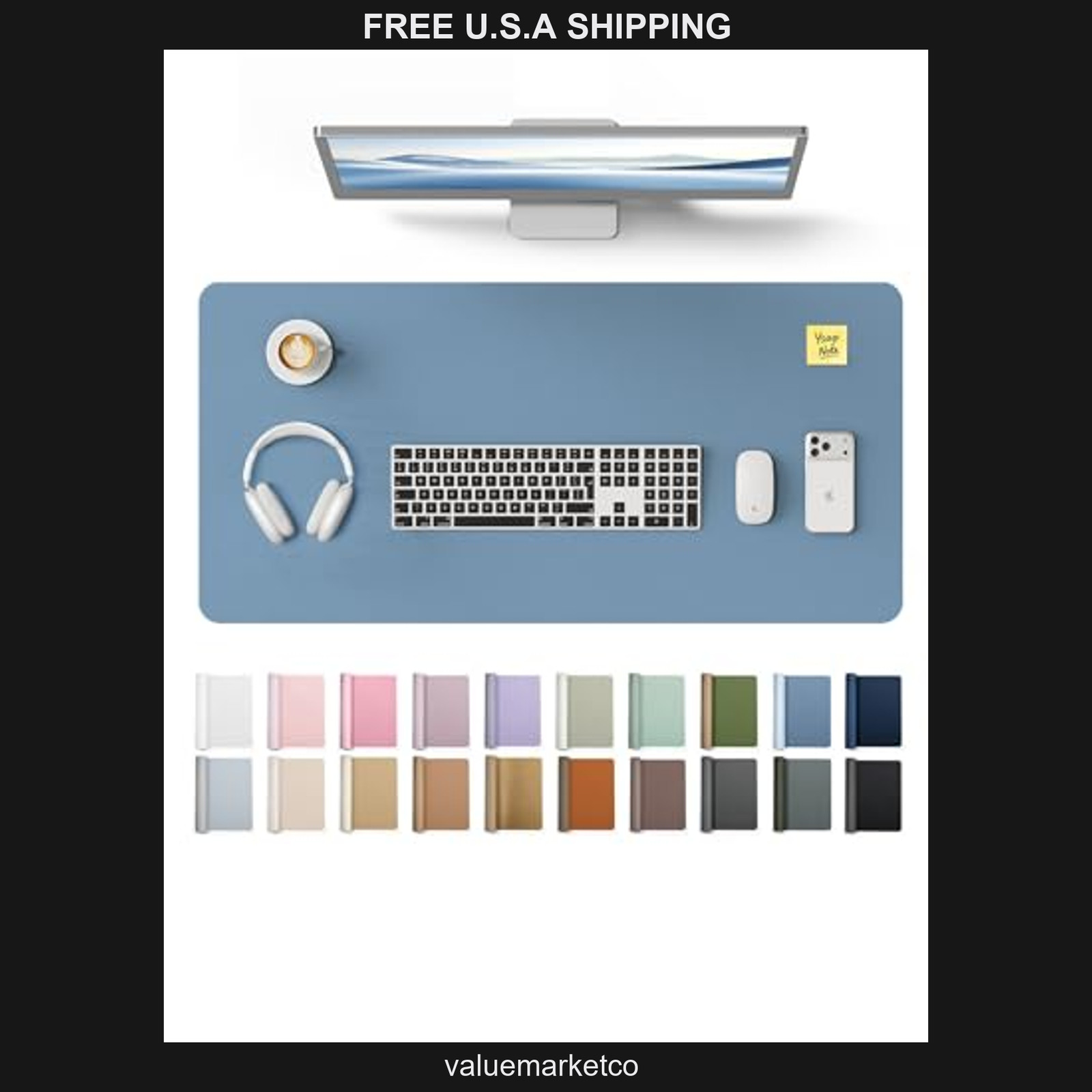 YSAGi PU Leather Desk Protector & Large Mouse Pad, Waterproof Non-Slip Mat