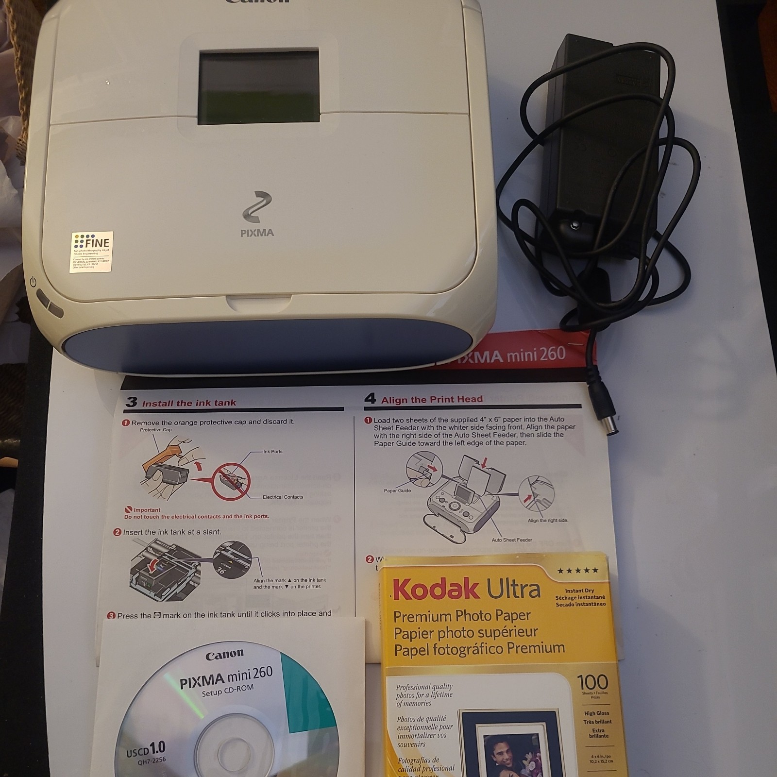 Canon Pixma mini 260 Portable/Compact Inkjet Photo Printer w/ Pow. Cord