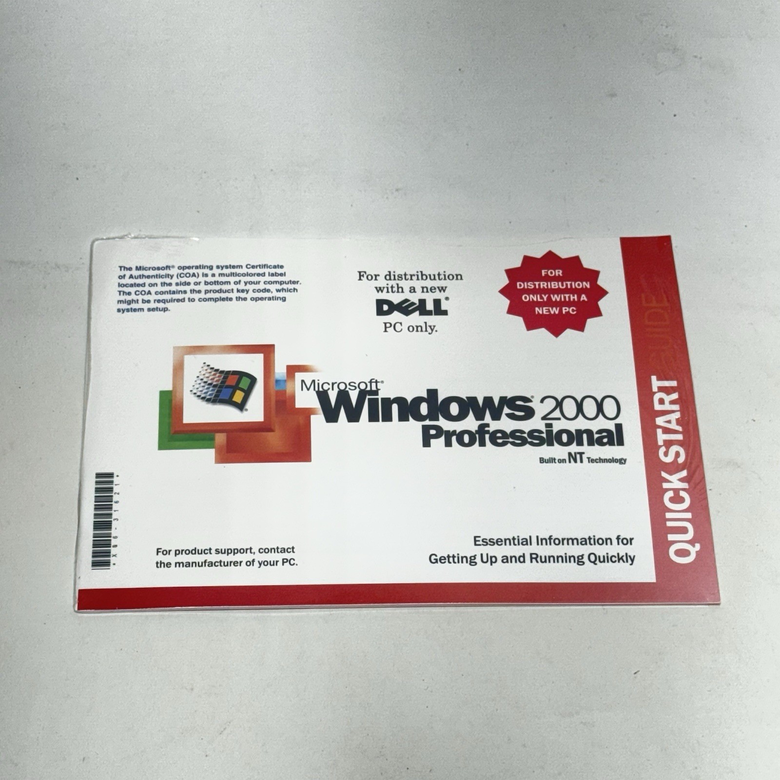 Vintage MICROSOFT WINDOWS 2000 Professional W/Key NEW NOS