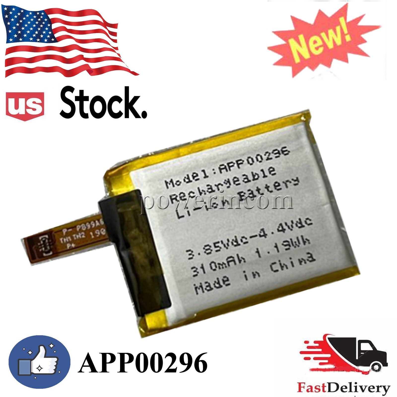 APP00296- New Battery APP00296 For Apack 1ICP4/24/28 310mAh 3.8V Accu