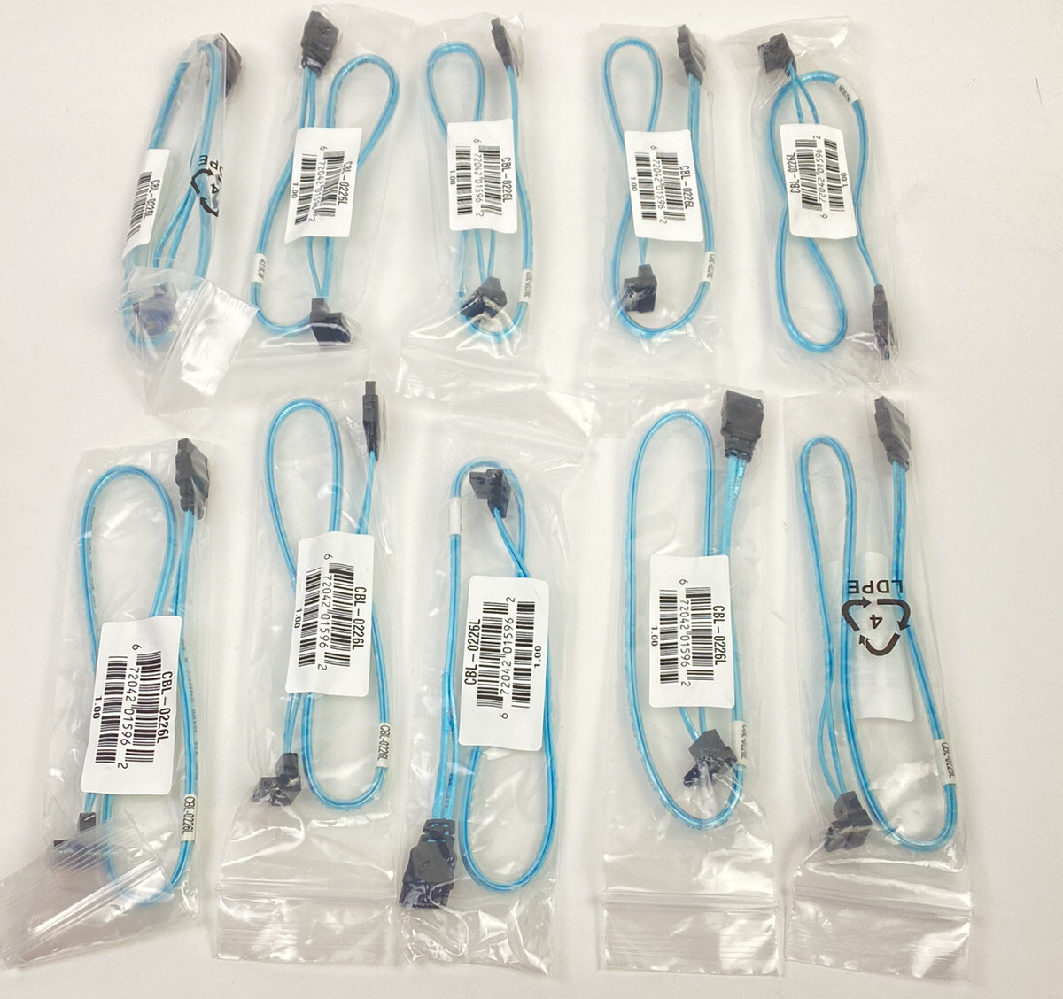 10 SuperMicro CBL-0226L 43cm  SATA Round Cable S-RA SAS/ SATA/ NVMe Rt Angle