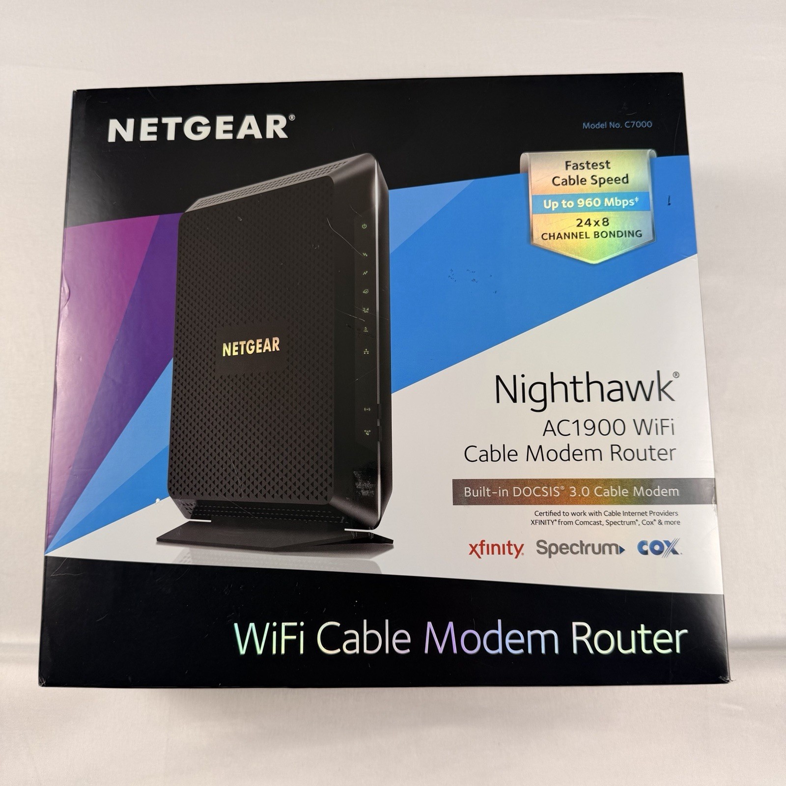 NETGEAR Nighthawk C7000v2 AC1900 WiFi Cable Modem Router DOCSIS 3.0 With Box