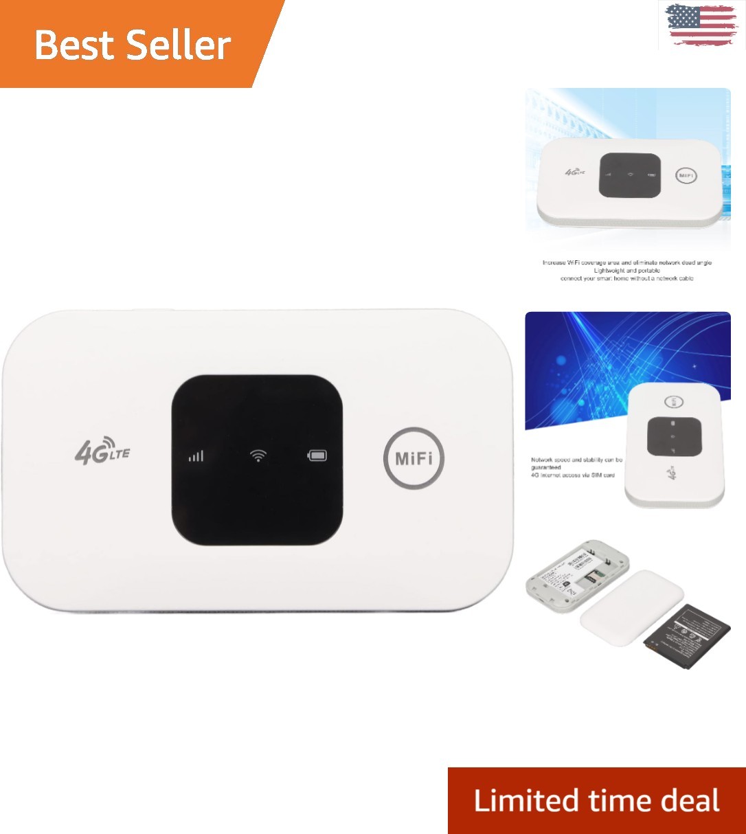 Travel-Ready 4G Hotspot Router: Lightweight Support for 10 Users - Wi-Fi Anytime