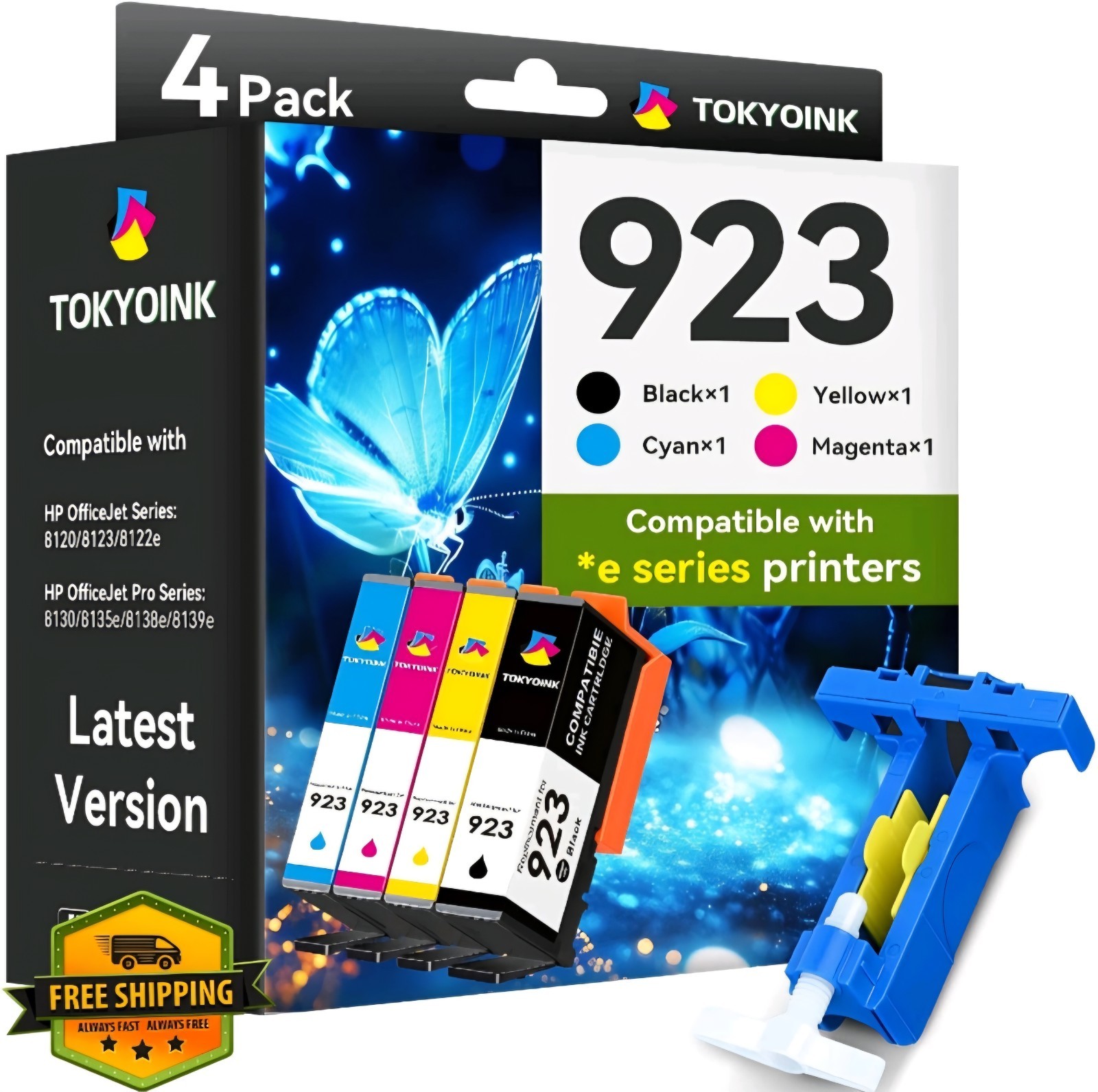 TOKYOINK 923 Ink Cartridges, 4pk for HP OfficeJet Pro 8120