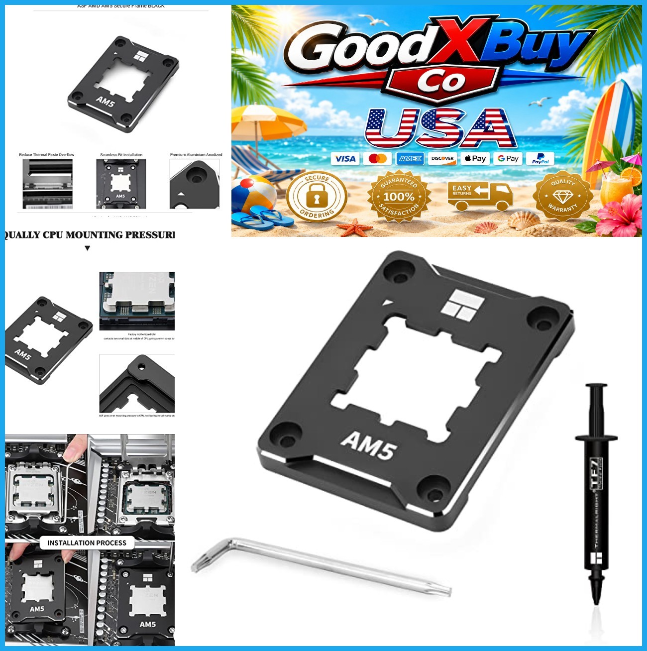 AM5 CPU Holder Anti-Bending Contact Frame Aluminum Corrective Fixing Bracket