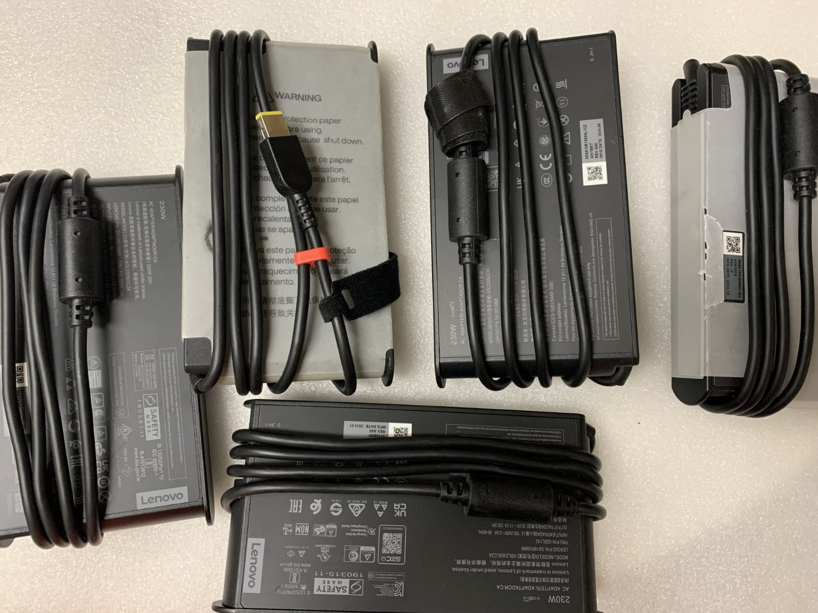 Lot 5 Lenovo 20V 11.5A 230W AC Adapter Slim Tip Laptop Charger Yellow Slim