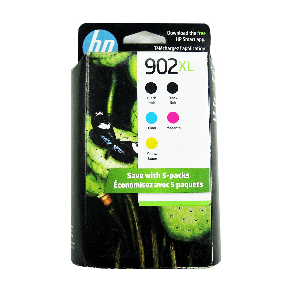 5pk Genuine HP 902XL Black & 902 Color OfficeJet 6968 6978 6970-Retail Box
