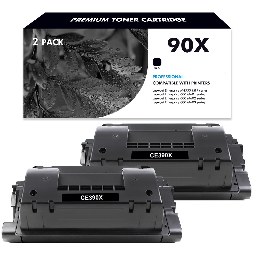 2PK CE390X 90X Toner Fits for HP LaserJet Enterprise MFP M4555h M4555f M4555fskm