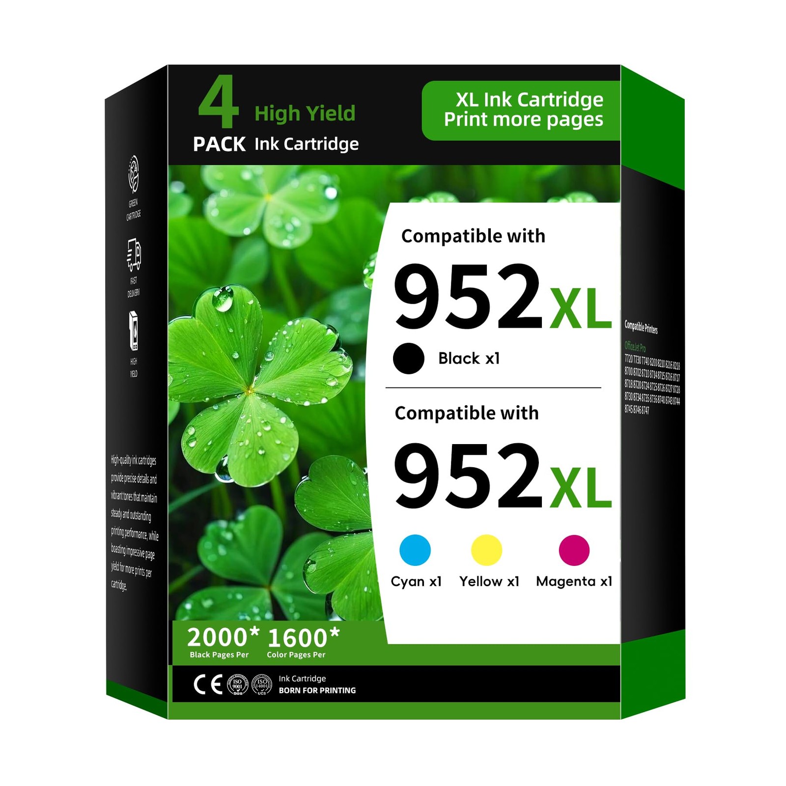 TRUINK 952XL Ink Cartridge 4-Pack Combo Pack Replacement for 952XL, 952XL-4PK