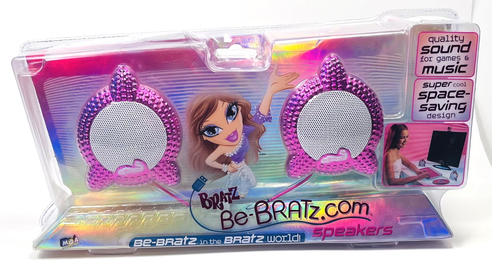Bratz Dolls Computer Speakers USB Cord Laptop Desktop Pink NEW