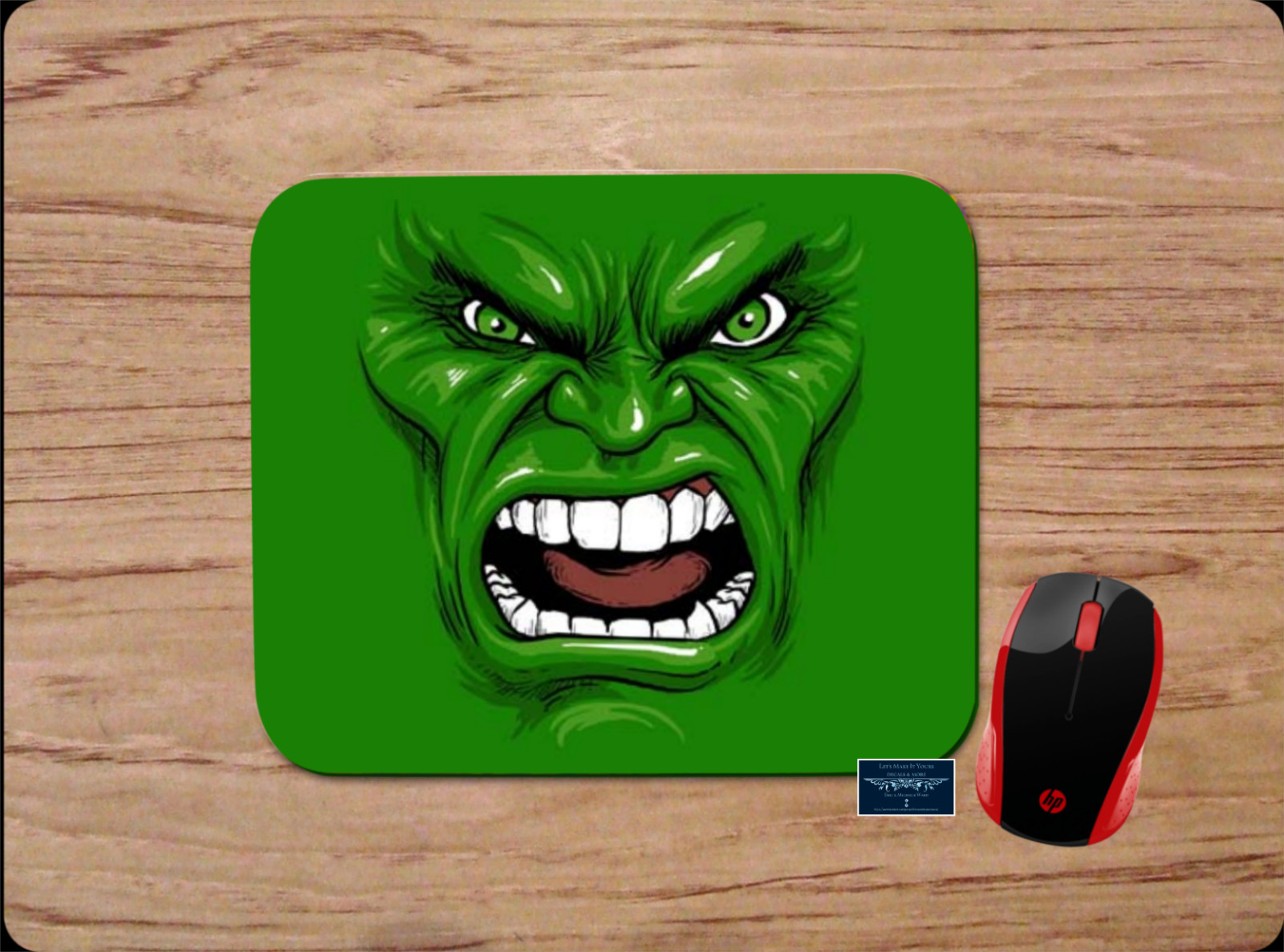 THE HULK ANGRY FACE GREEN CUSTOM PC DESK MAT MOUSE PAD HOME SCHOOL OFFICE GIFT