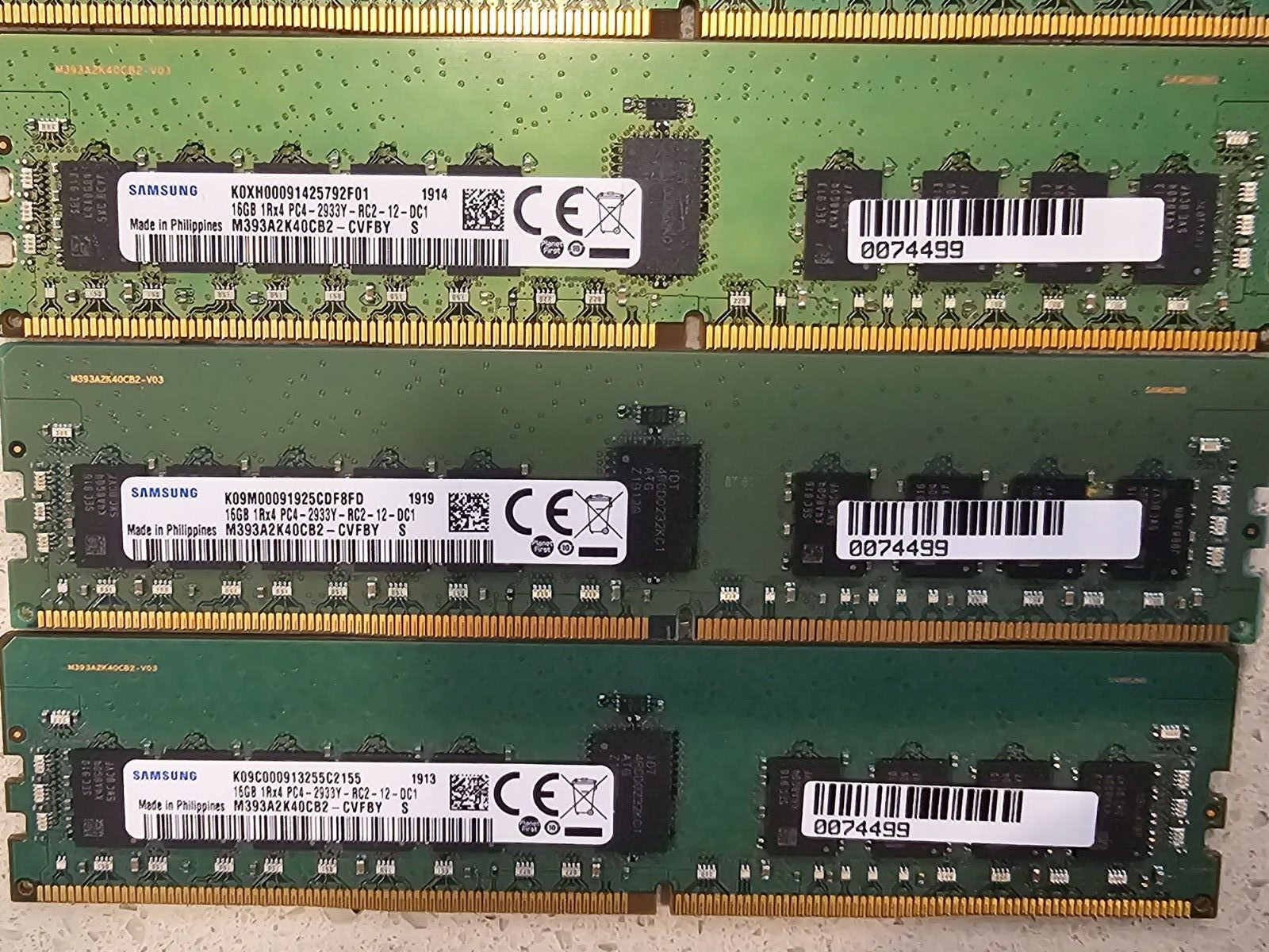 1X 16GB PC4-2933Y 1Rx4 ECC REG Samsung M393A2K40CB2-CVF RDIMM 23400 DDR4