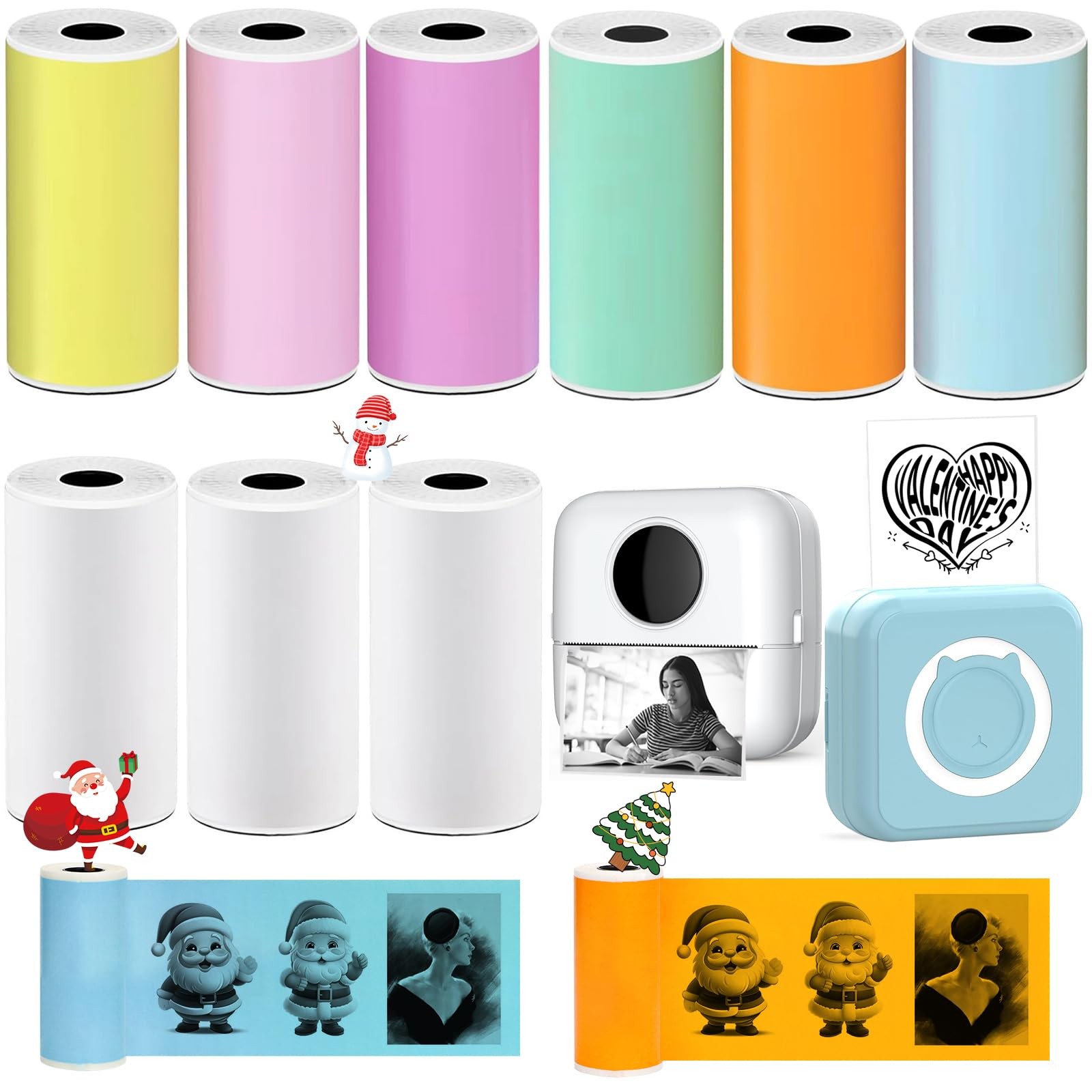 9 Rolls Thermal Sticker Paper for Mini Printer,Self-Adhesive Paper 57 * 25mm,...