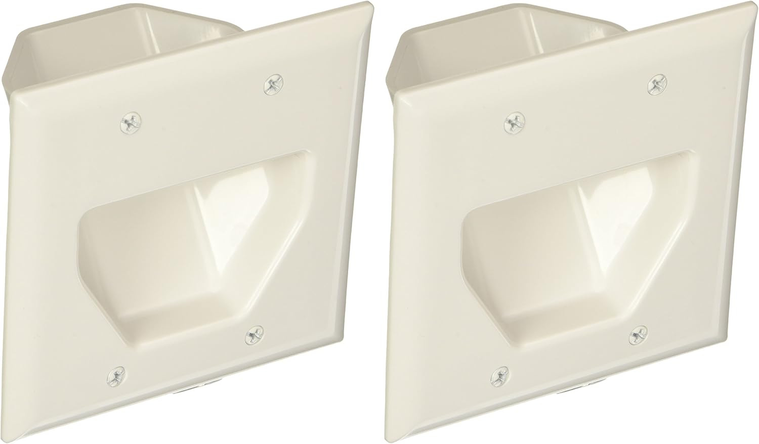 Datacomm 450002WH-2 2 Gang Recessed Low Voltage Cable Plate- 2 Pack
