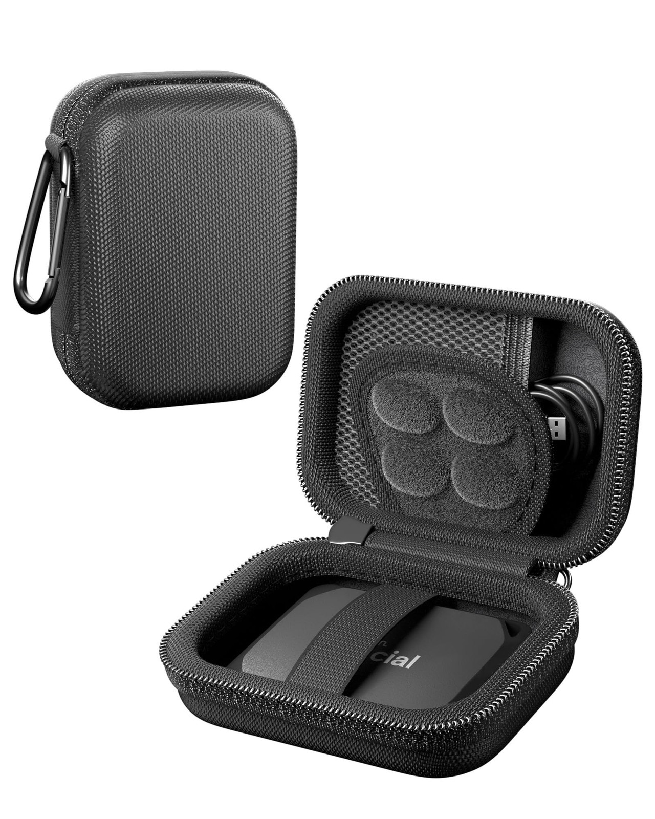 ProCase Hard Carrying Case for Crucial X10/X9/X10 Pro/ X9 Pro SSD -Black Black