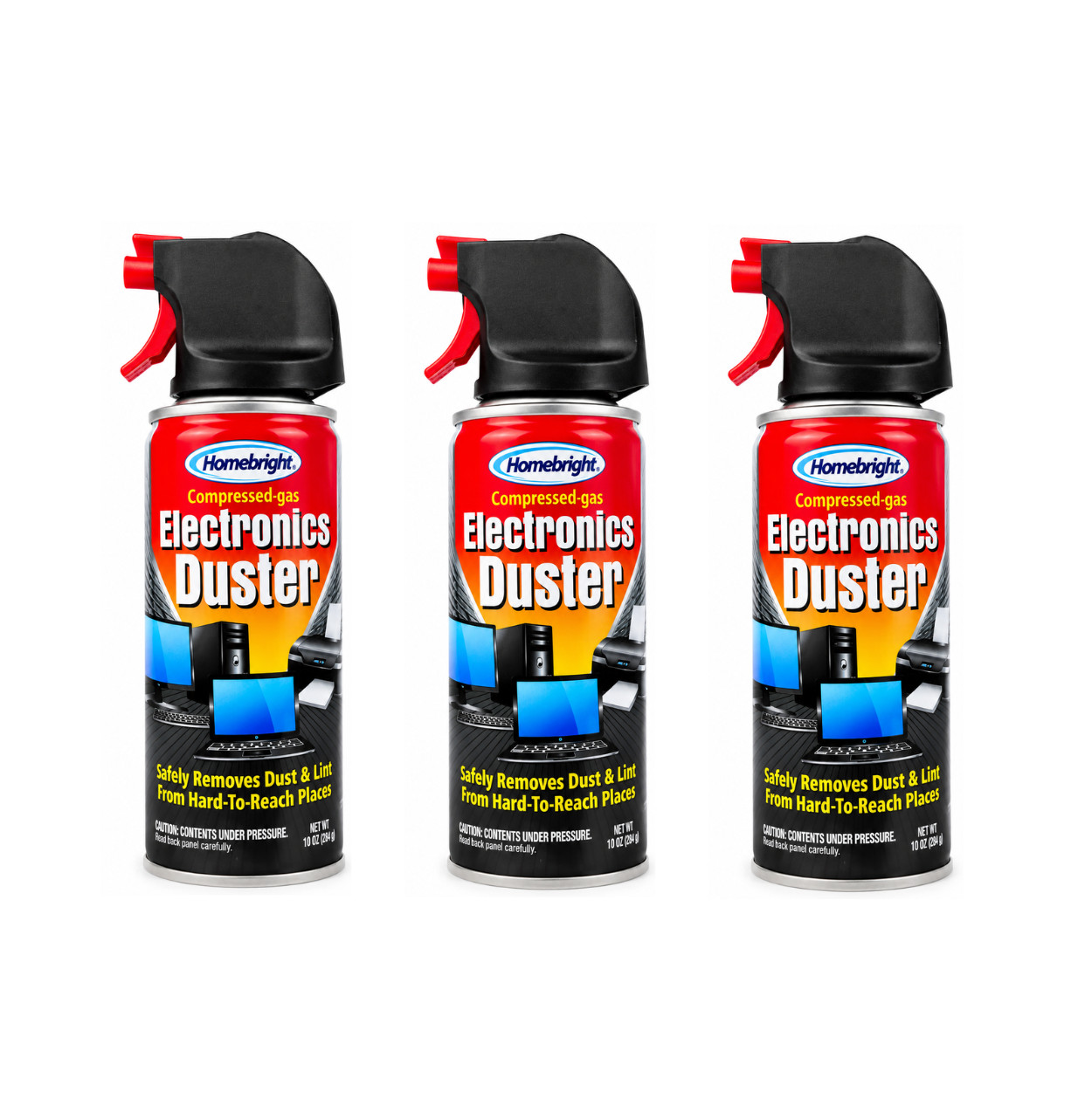 Homebright Electronics Duster 10 oz 3-Pack Compressed Gas Dust Remover