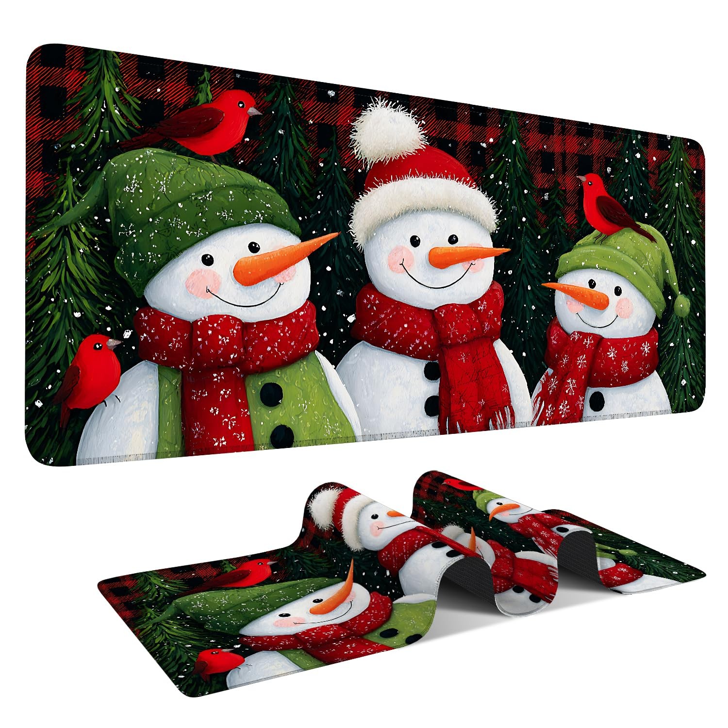 Three Snowmen Extended Gaming Mouse Pad 35.4x15.7Inch Large Desk Mat Anti-Sli...