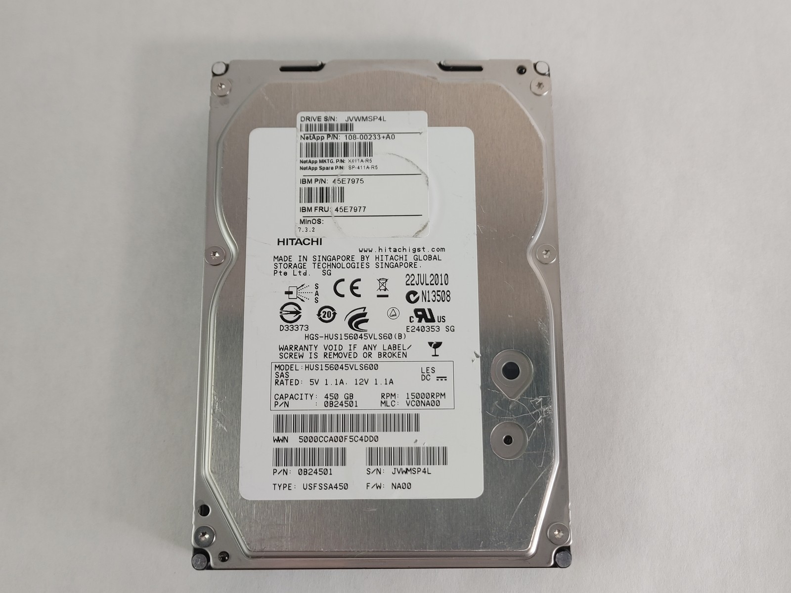 Hitachi NetApp HUS156045VLS600 450 GB SAS 2 3.5 in Enterprise Drive