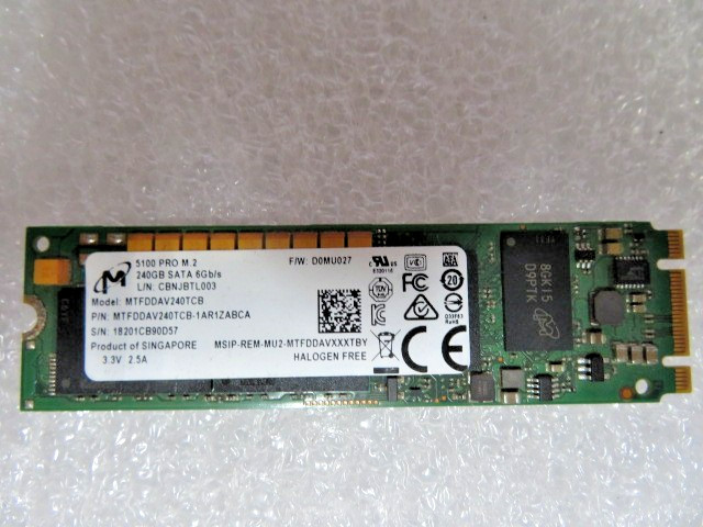 Micron 5100 Pro 240GB M.2 2280 SATA III Enterprise SSD MTFDDAV240TCB 100% HEALTH