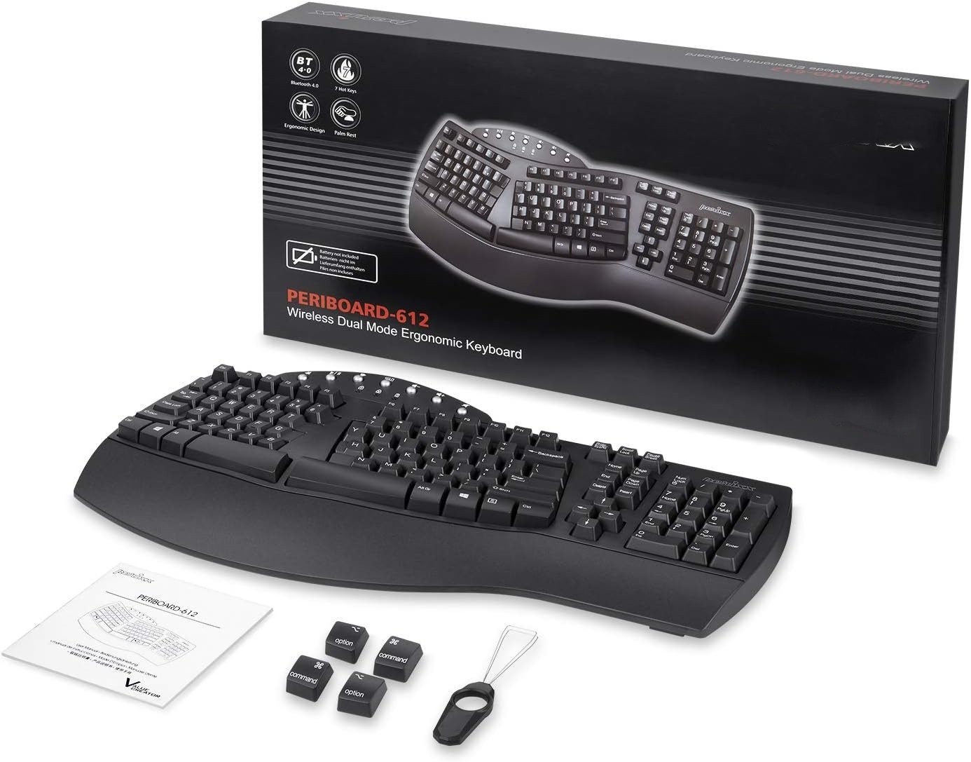 Teclado dividido ergonómico inalámbrico con modo dual 2.4G y función Bluetooth