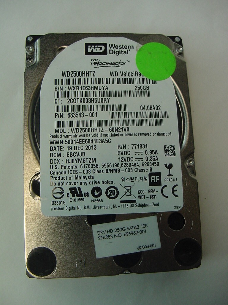 250GB WESTERN DIGITAL WD VELOCIRAPTOR SATA LAPTOP 2.5" HARD DRIVE WD2500HHTZ