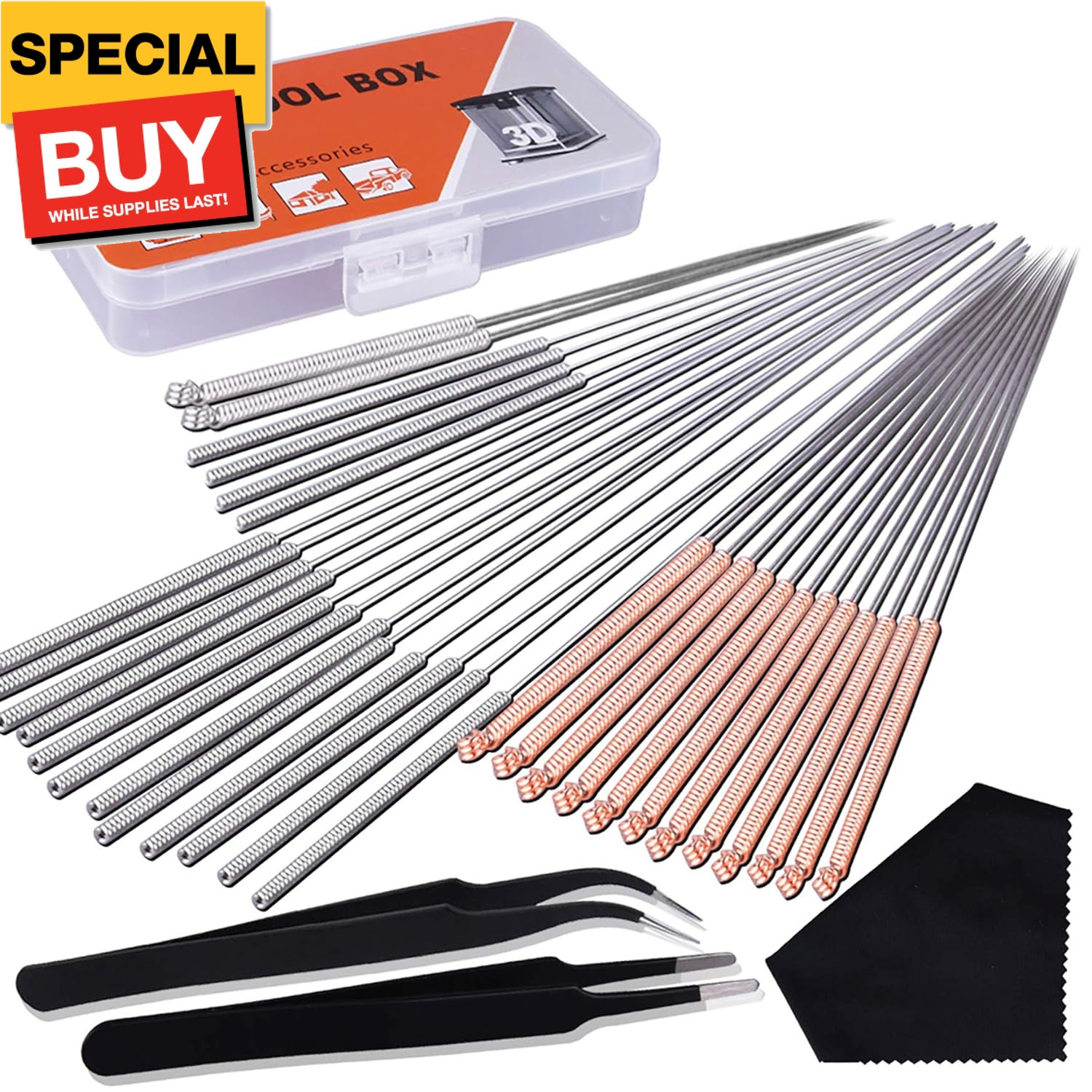 33 Pcs 3D Printer Nozzle Cleaning Tools Kit 30 Pcs 0.15mm, 0.25mm, 0.35mm, 0.4mm
