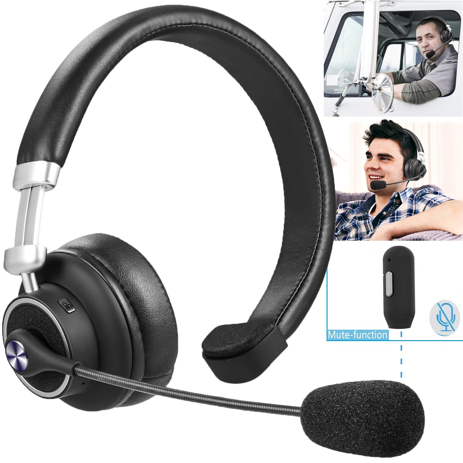Wireless Headphones Stereo Bluetooth Headset Noise Cancelling with Mic For Phone